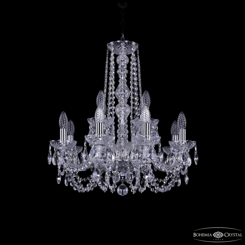 Подвесная люстра классическая Bohemia Ivele Crystal 1402/8+4/195/h-60 Ni в Санкт-Петербурге
