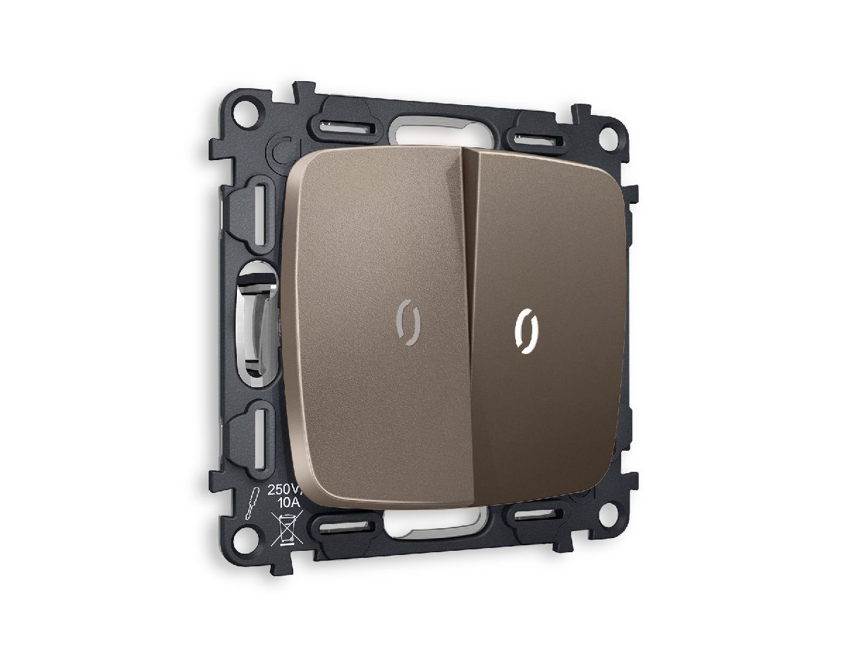 Комплект механизма 2-кл выключателя с подсветкой Ambrella Volt Omega MO634015 в Санкт-Петербурге