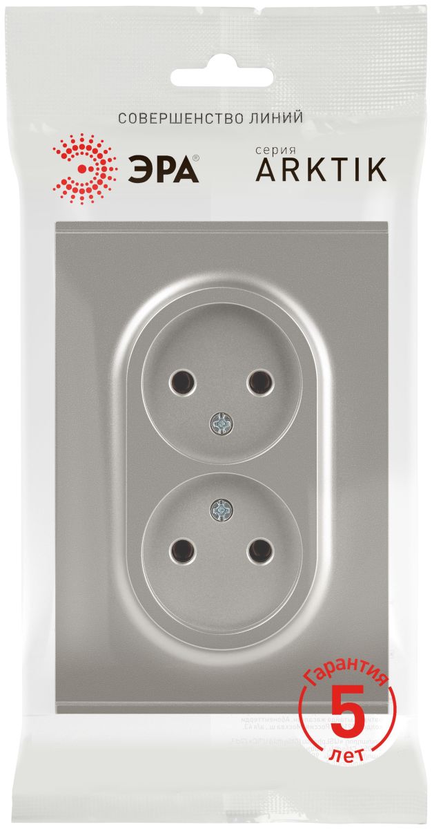 Розетка Эра Arktik 16-2107-07 без заземления двойная 2X2P 16А-250В титан Б0071687 в #REGION_NAME_DECLINE_PP#