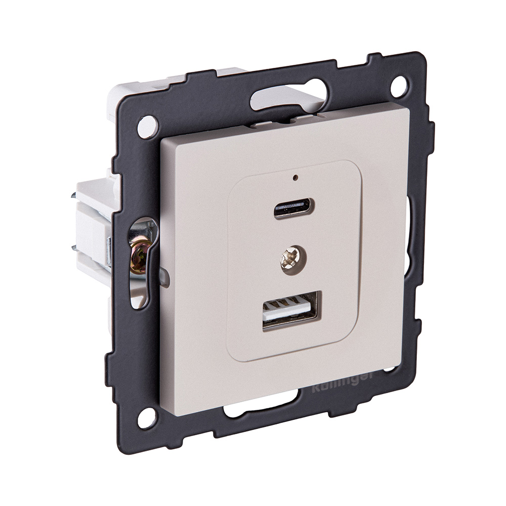 Розетка USB A+C 20W, кашемир матовый Kollinger REA-037CM для Aspekt, Eleganz, Reflex в #REGION_NAME_DECLINE_PP#