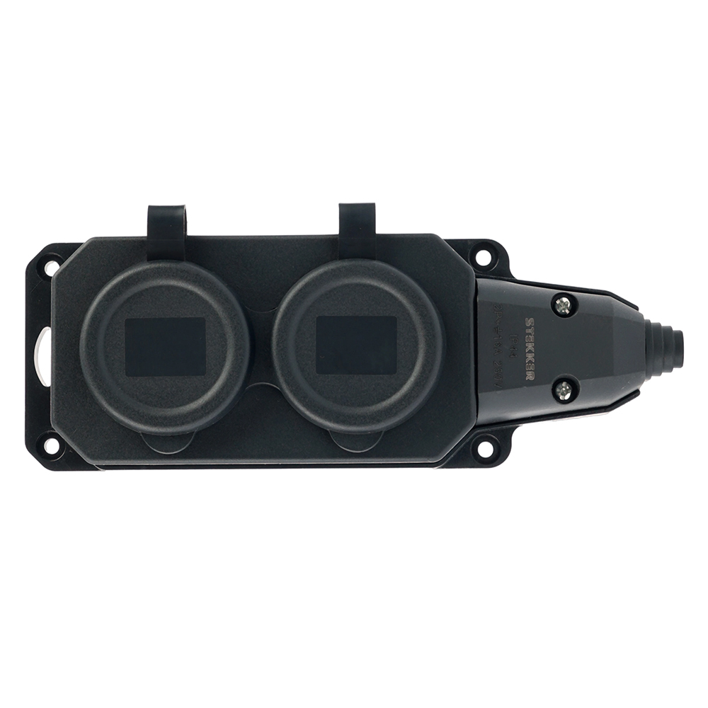Розетка переносная 2-местная c/з Stekker RST16-2-44 250В 16А IP44 черный 50805 в Санкт-Петербурге
