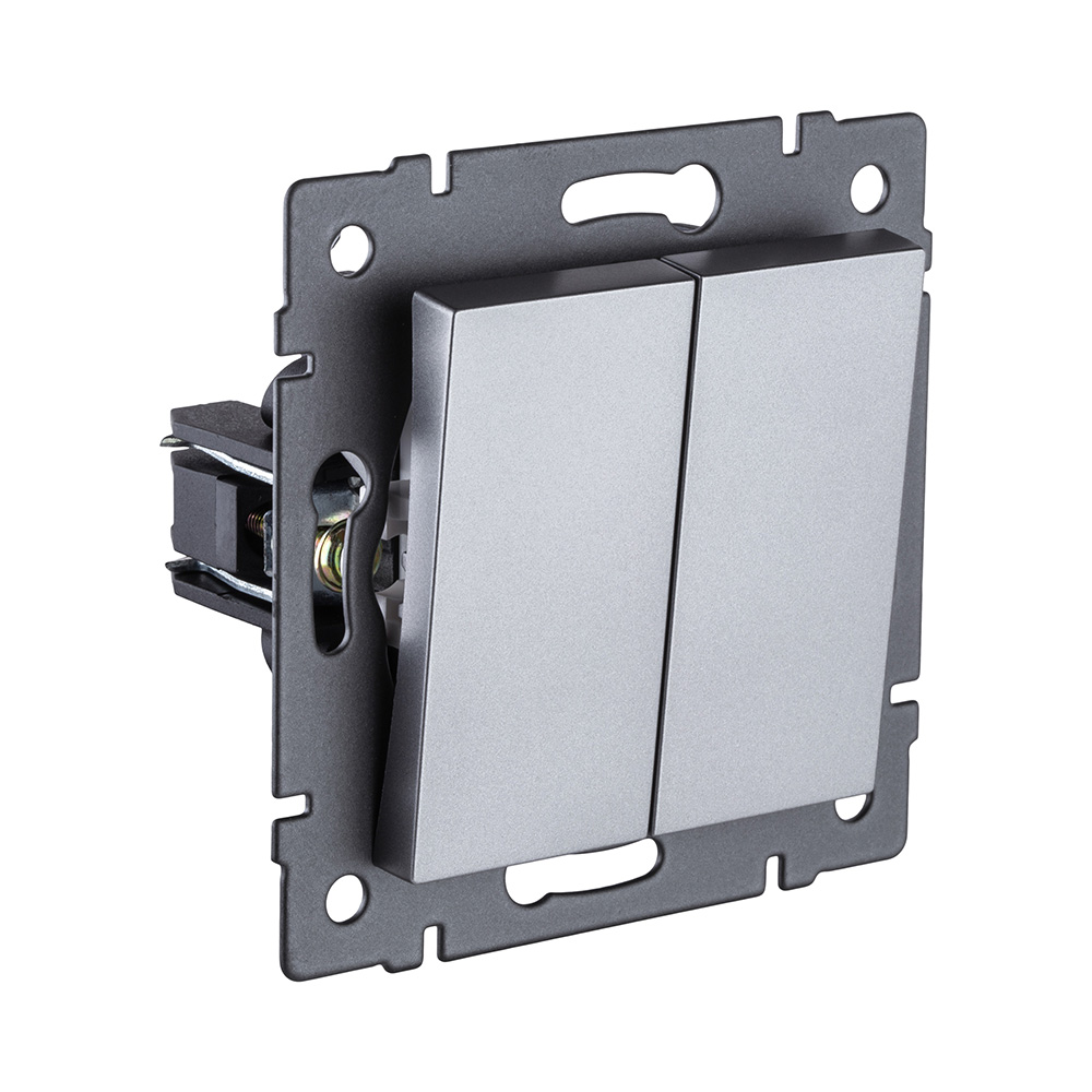 Выключатель 2-клавишный 10А/250В, серый Kollinger REA-S-007GY для Aspekt, Eleganz, Reflex в Санкт-Петербурге