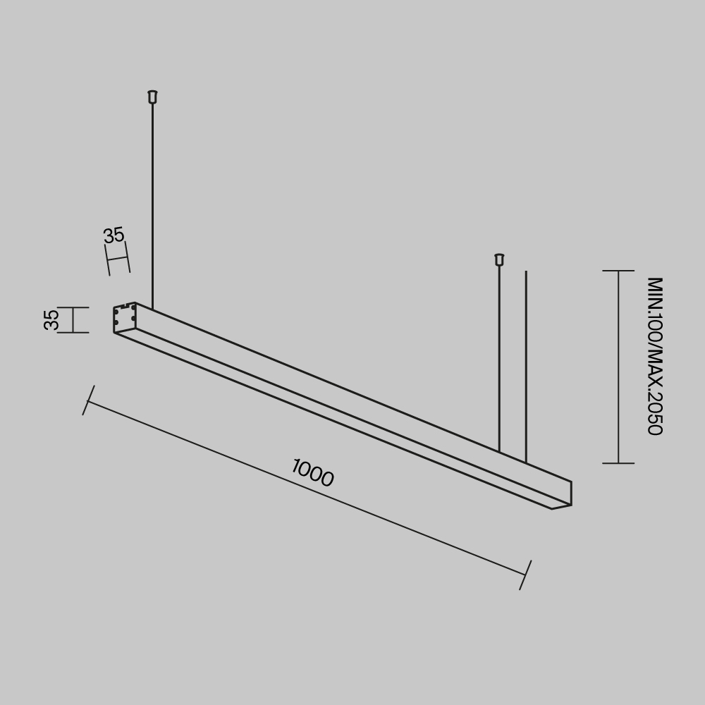 Линейный подвесной светильник Maytoni Technical 4000K 35x35 (Серебро, 1 м) LL312004 в Санкт-Петербурге
