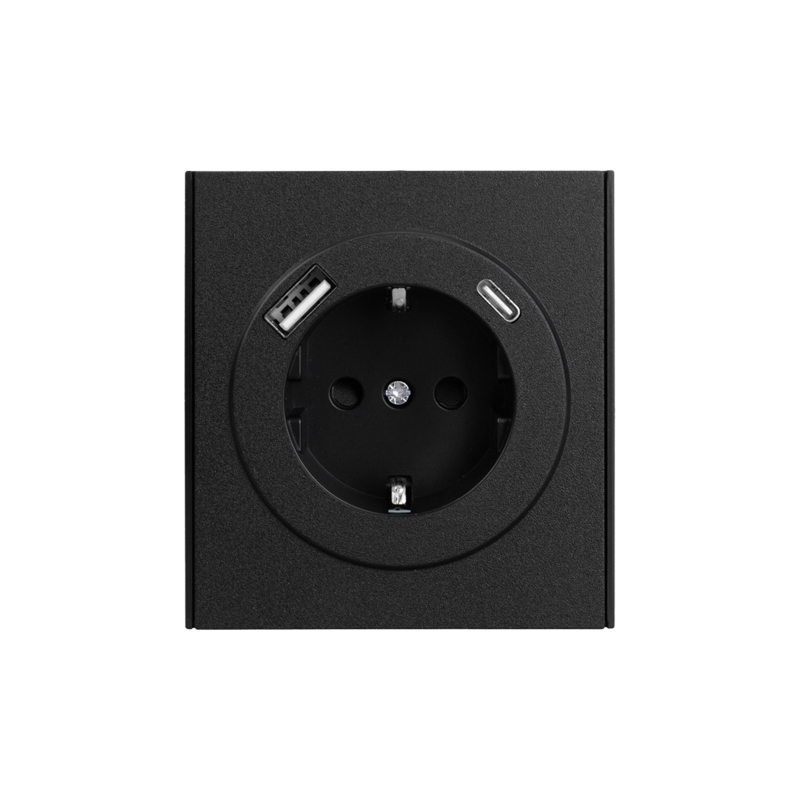 Розетка STRONG 1-ая с/з с/у з/ш 16А с USB A+C быстрой зарядки 5В/3А антрацит KRANZ KR-78-0704-5 в #REGION_NAME_DECLINE_PP#