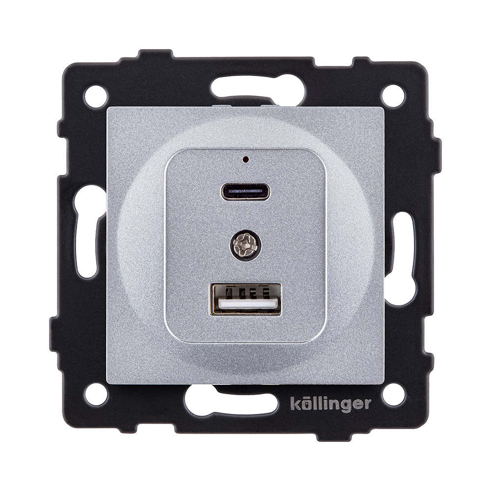 Розетка USB A+C 20W, серый Kollinger REA-037GY для Aspekt, Eleganz, Reflex в #REGION_NAME_DECLINE_PP#