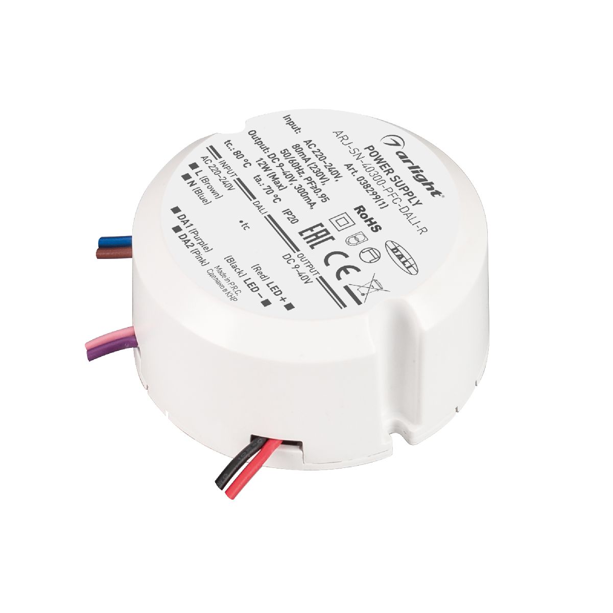Блок питания Arlight ARJ-SN-40300-PFC-DALI-R (12W, 9-40V, 0.3A) 038299(1) в Санкт-Петербурге