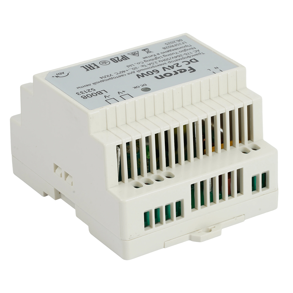 Трансформатор электронный на DIN-рейку Feron LB008 60W 24V IP20 52133 в Санкт-Петербурге