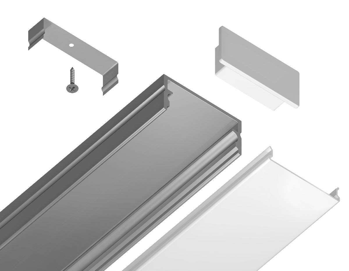 Алюминиевый накладной профиль Ambrella Light Alum Profile GP2001AL в Санкт-Петербурге