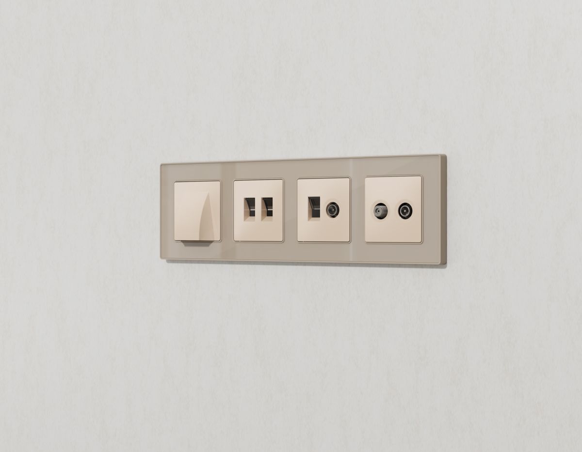 Комплект механизма розетки компьютерной + TV оконечной RJ-45 с автоматической защитной шторкой Alfa Бежевый матовый Quant Ambrella Volt MA332510 (AP3325, VM195) в #REGION_NAME_DECLINE_PP#