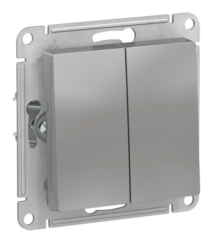 Выключатель 2-клавишный, IP44, сх.5, 10АХ, механизм Systeme Electric AtlasDesign Aqua Алюминий ATN440351 в Санкт-Петербурге