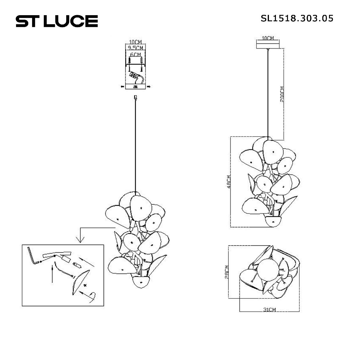 Подвесной светильник ST Luce Dahlia SL1518.303.05 в Санкт-Петербурге