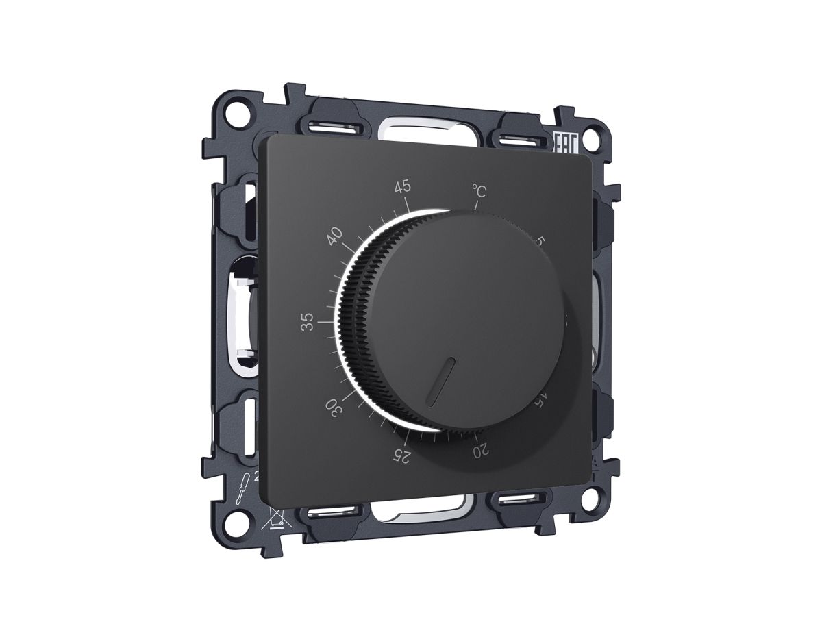 Комплект механизма терморегулятора с датчиком для теплого пола с подсветкой 16A-250V Alfa Графит мягкое касание Quant Ambrella Volt MA905710 (AP9057, VM1381) в Санкт-Петербурге