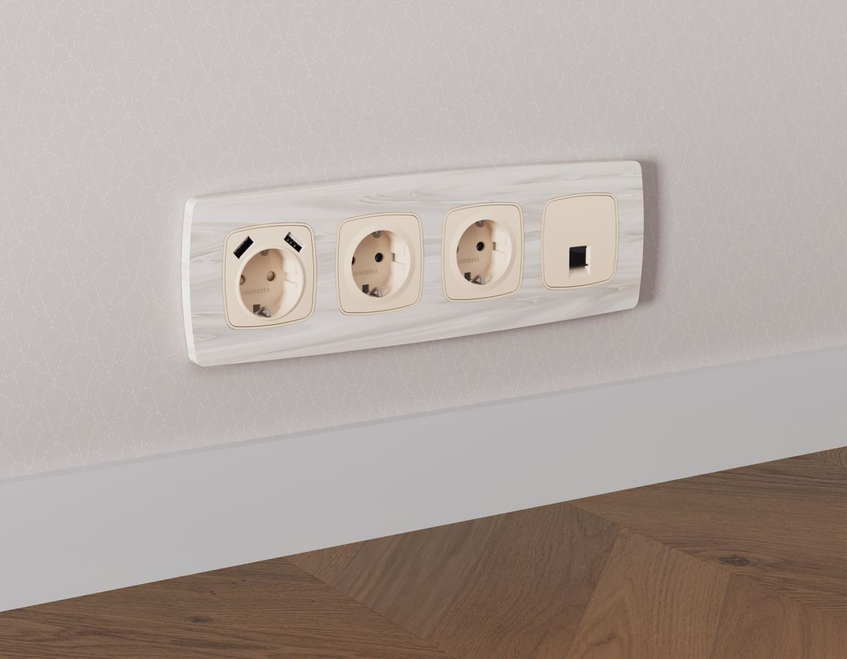 Комплект механизма компьютерной розетки Ambrella Volt RJ-45 (8P8C) CAT6A экранированной с автоматической защитной шторкой OMEGA MO332005 Бежевый матовый QUANT (OP3320, VM185) в Санкт-Петербурге