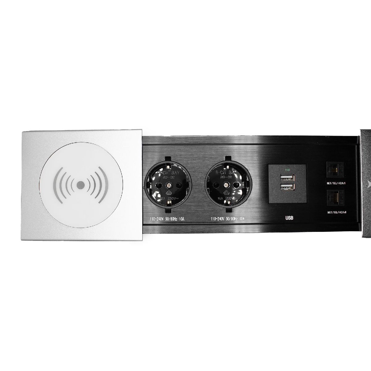 Блок розеток JX (Slide Top) (2 секции RJ-45 + 2 USB беспр.зарядка с кабелем питания) Mebax 00-00002892 в Санкт-Петербурге