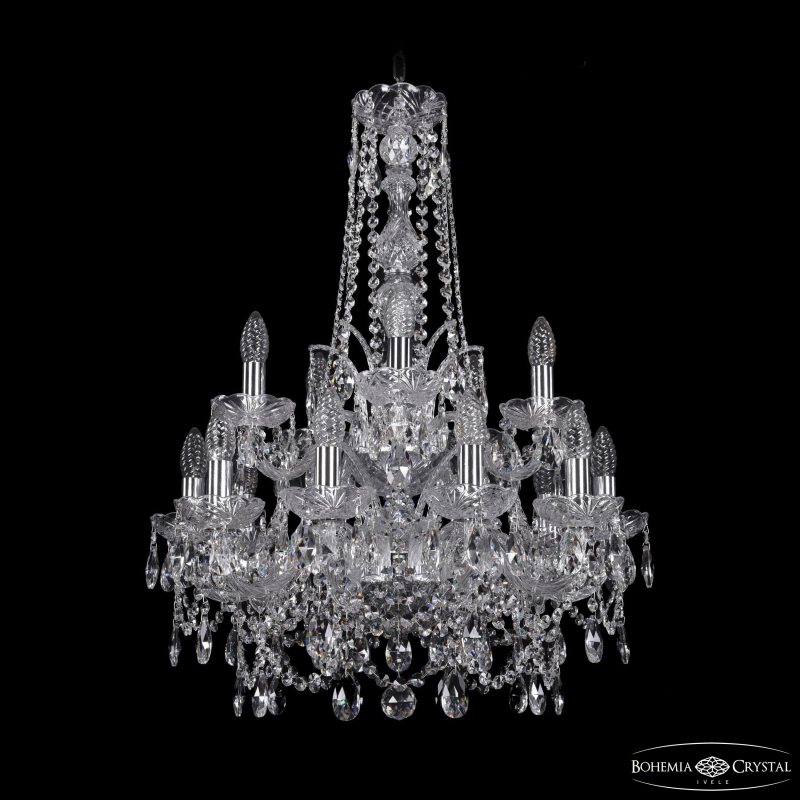 Подвесная люстра Bohemia Ivele Crystal 1411/10+5/195/h-77/2d Ni в Санкт-Петербурге