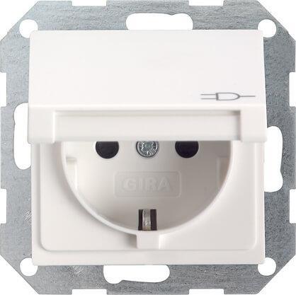 Розетка Gira System 55 Schuko с/з с крышкой 16A 250V безвинтовой зажим чисто-белый шелковисто-матовый 045427 в Санкт-Петербурге
