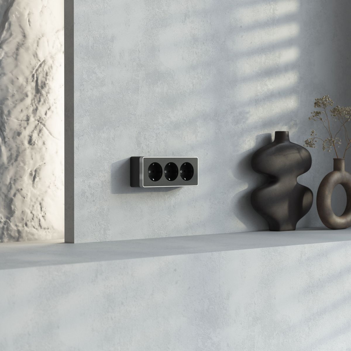 Розетка тройная с заземлением и шторками Werkel Gallant (черный с серебром) W5073134 4690389177200 a056944 в Санкт-Петербурге