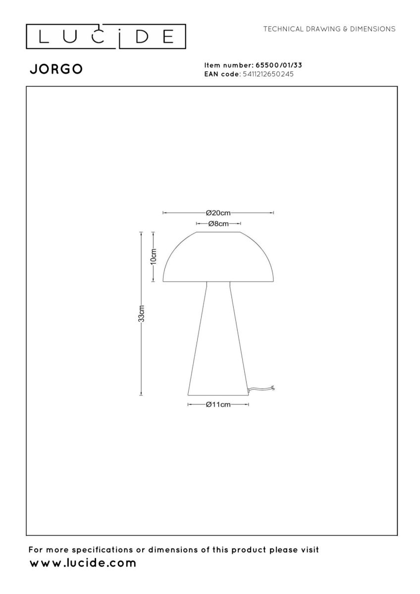 Настольная лампа Lucide Jorgo 65500/01/33 в Санкт-Петербурге