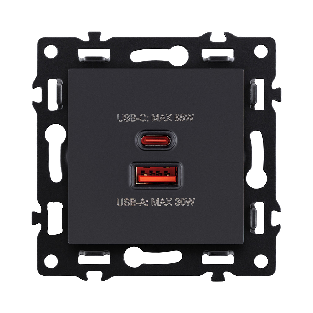 Розетка USB A+C 65W, черный Kollinger Asthetik AS-024BK в #REGION_NAME_DECLINE_PP#
