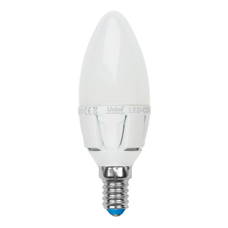 Лампа светодиодная (UL-00000768) Uniel E14 7W 3000K матовая LED-C37-7W/WW/E14/FR PLP01WH в Санкт-Петербурге