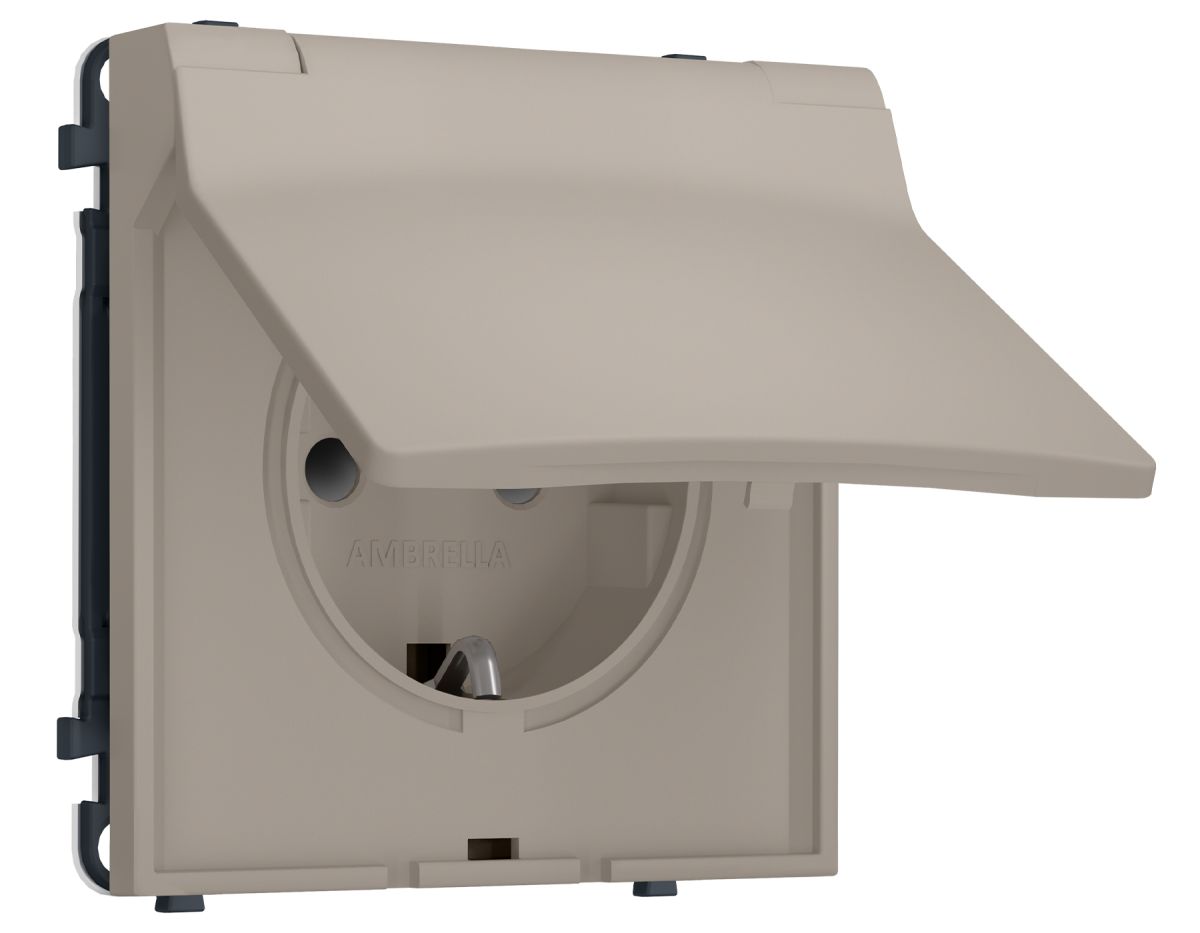 Комплект механизма электрической розетки SIGMA Серо-бежевый матовый 50Hz 2P+E с/з с/ш и крышкой IP44 16A-250V QUANT PRO Ambrella Volt MS368010 (SP3680, PR141) в #REGION_NAME_DECLINE_PP#