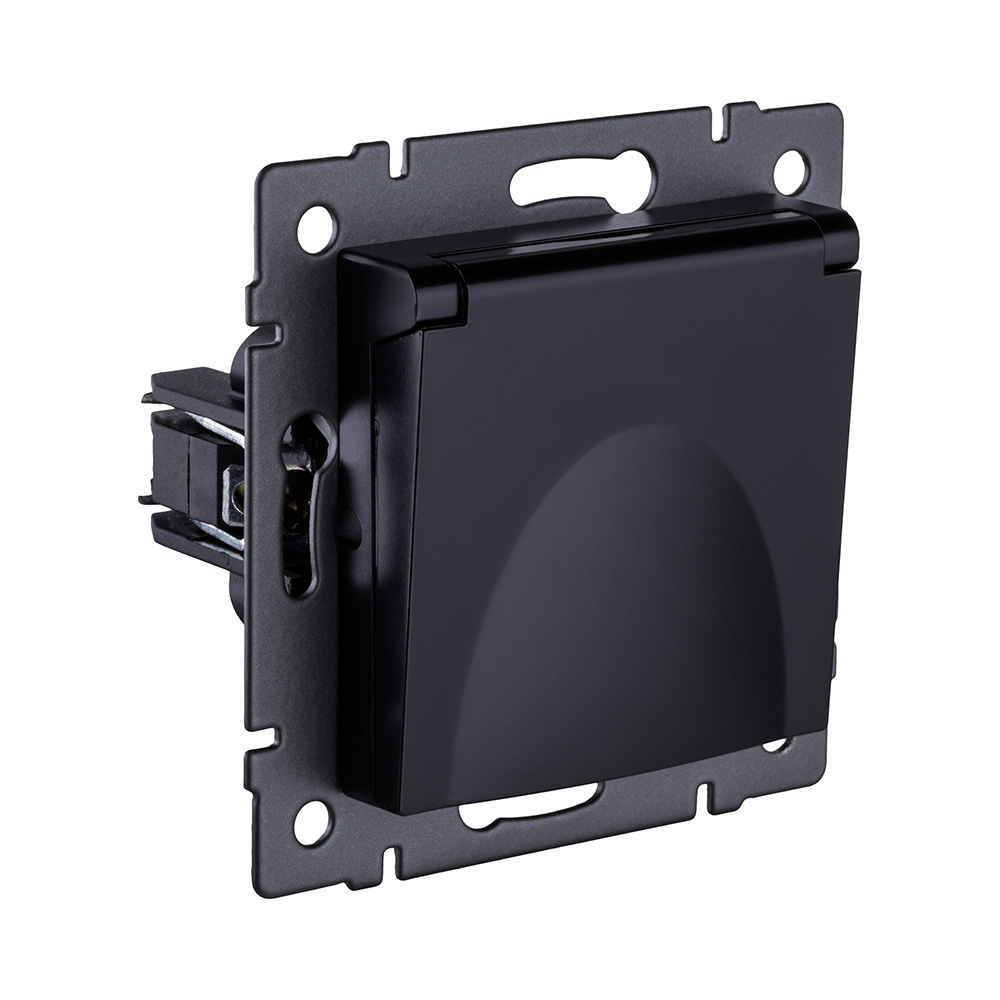 Розетка штепсельная SCHUKO 16A/250 В с крышкой, черный Kollinger REA-006BK для Aspekt, Eleganz, Reflex в #REGION_NAME_DECLINE_PP#