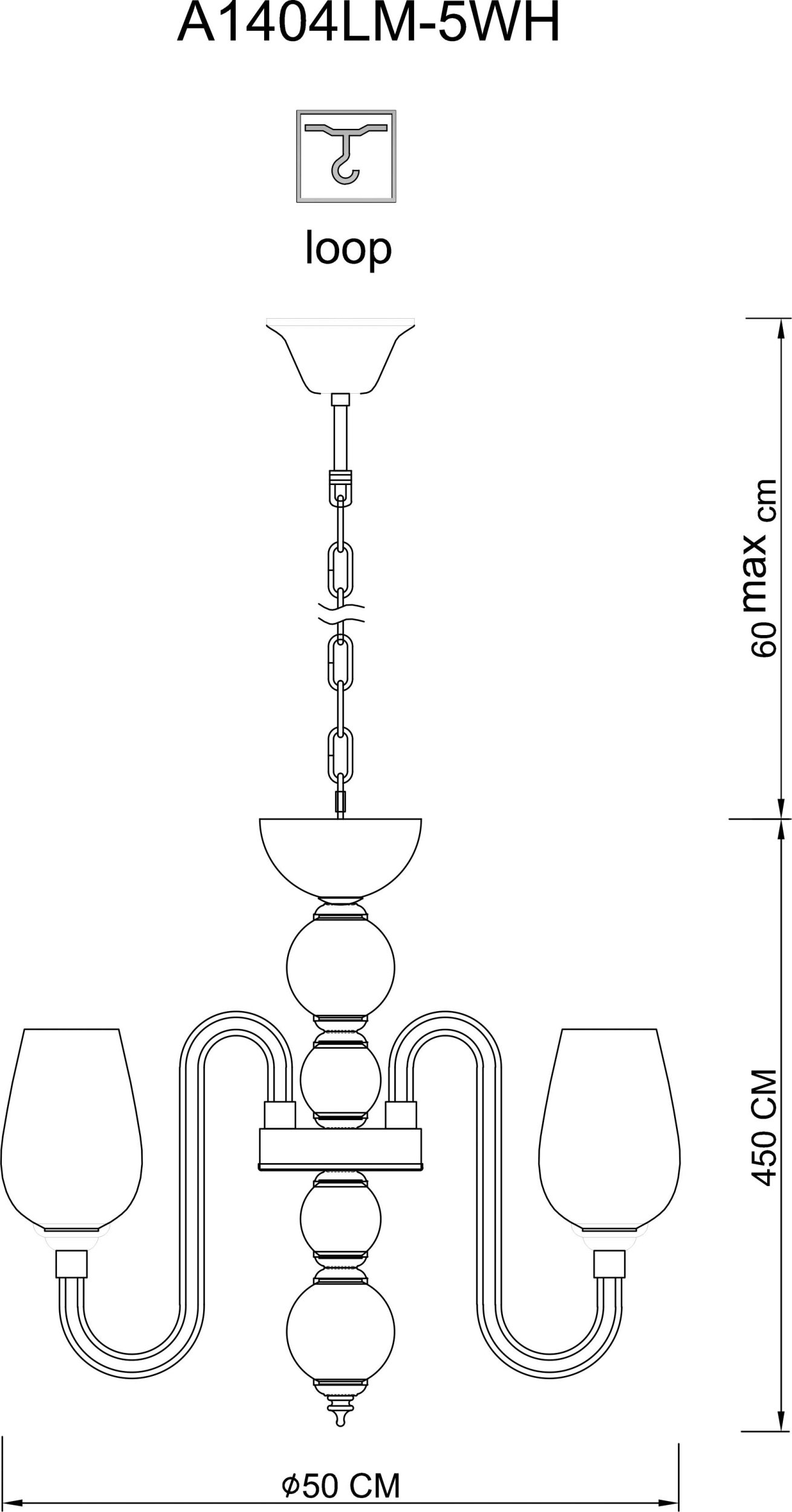 Подвесная люстра Arte Lamp 96 A1404LM-5WH в Санкт-Петербурге