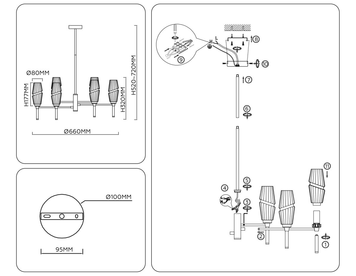 Люстра на штанге Ambrella Light High Light Modern LH55201 в Санкт-Петербурге