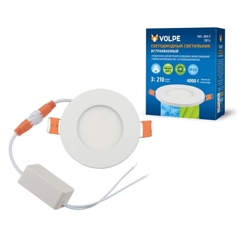 Встраиваемый светодиодный светильник (UL-00003475) Volpe ULM-Q263 3W/NW IP20 WHITE в Санкт-Петербурге