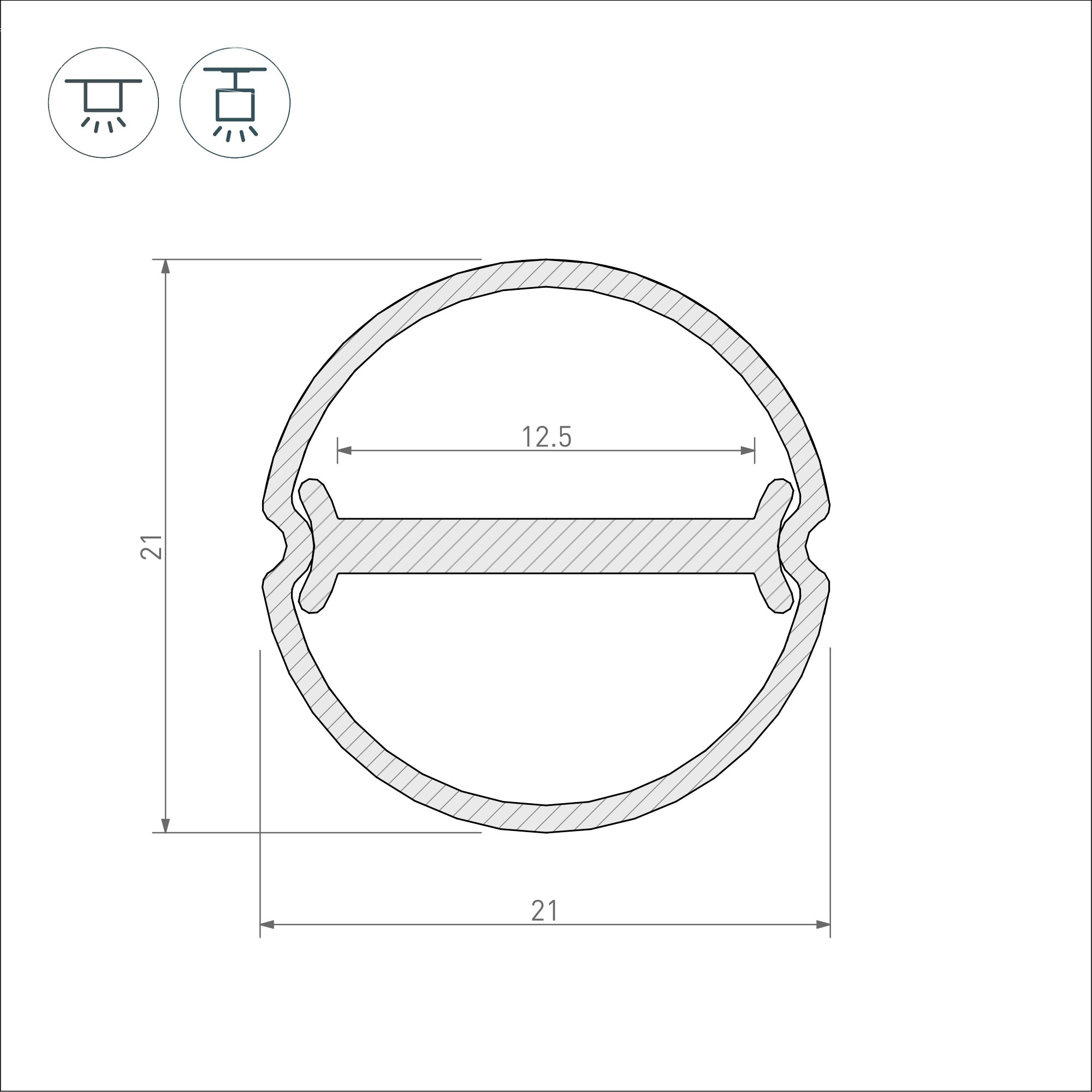 Алюминиевый профиль Arlight ARH-ROUND-D20-DUAL-2000 ANOD 039218 в Санкт-Петербурге