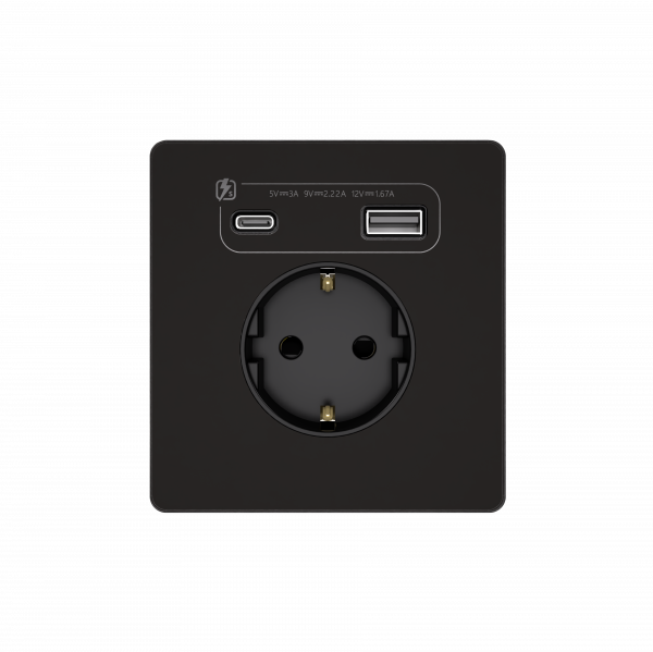 Розетка с заземлением со шт. с USB А+С 20Вт Systeme Electric Systeme Infinity Полярная ночь FSE001032 в Санкт-Петербурге