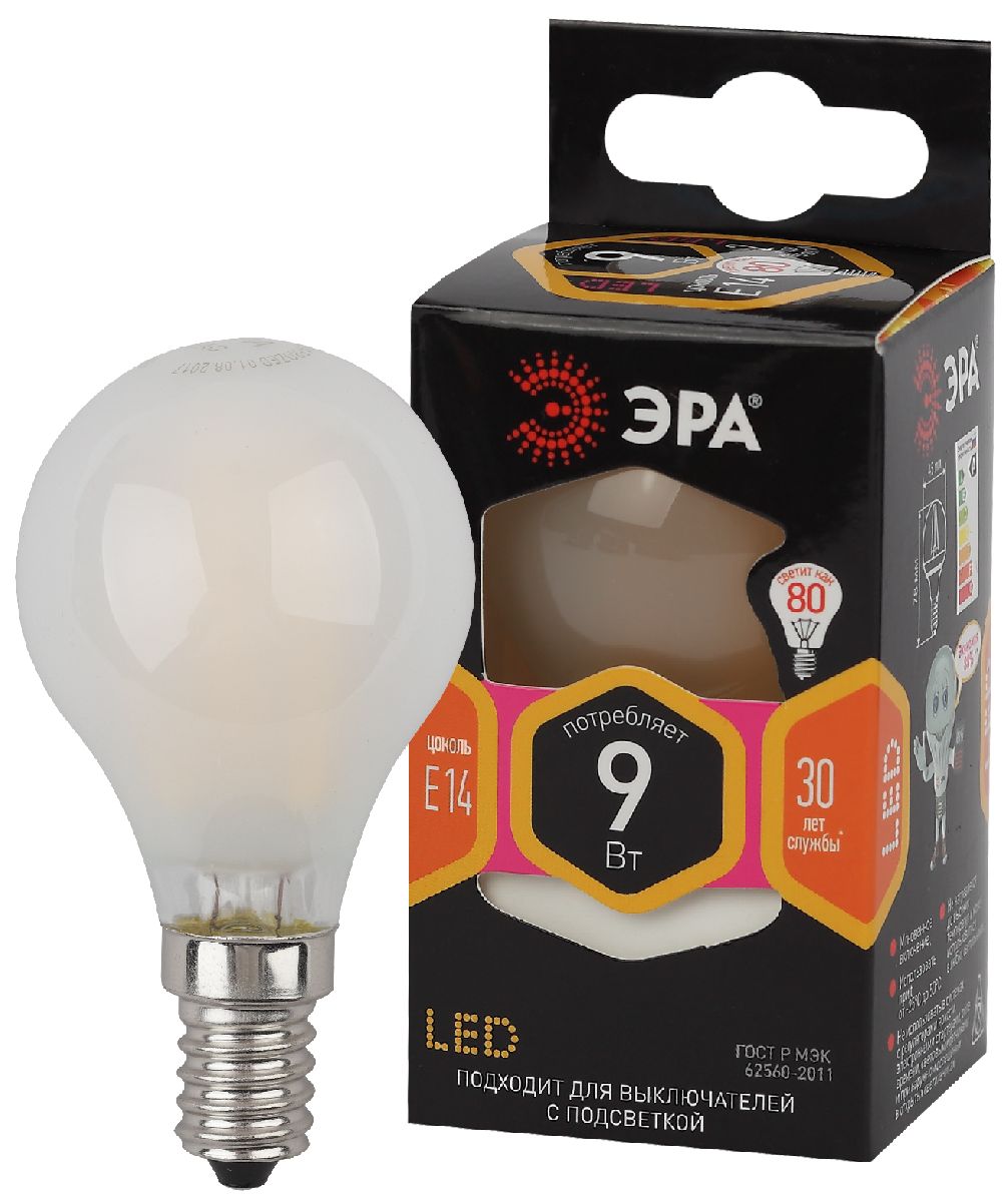 Лампа светодиодная Эра E14 9W 2700K F-LED P45-9w-827-E14 frost Б0047021 в #REGION_NAME_DECLINE_PP#