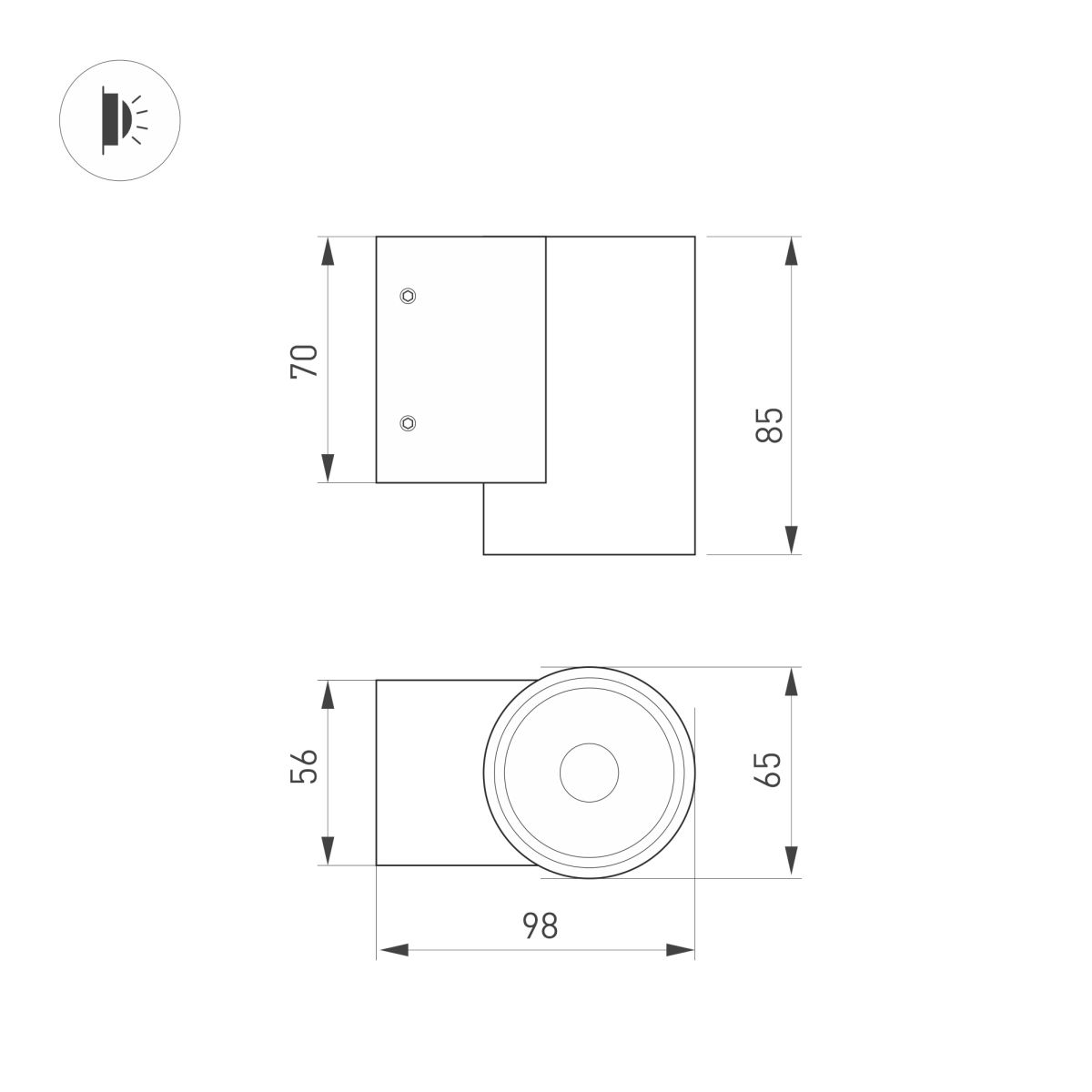Уличный настенный светильник Arlight LGD-RAY-WALL-R65-9W Warm3000 (GR, 23 deg, 230V) (IP65 Металл) 038153(1) в Санкт-Петербурге