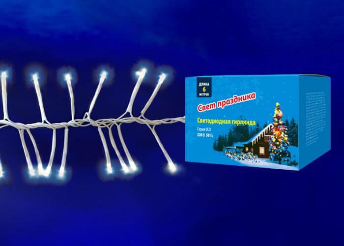 Светодиодная гирлянда (UL-00005479) Uniel 220V белый ULD-S0600-400/DTA White IP20 Firecracker в Санкт-Петербурге