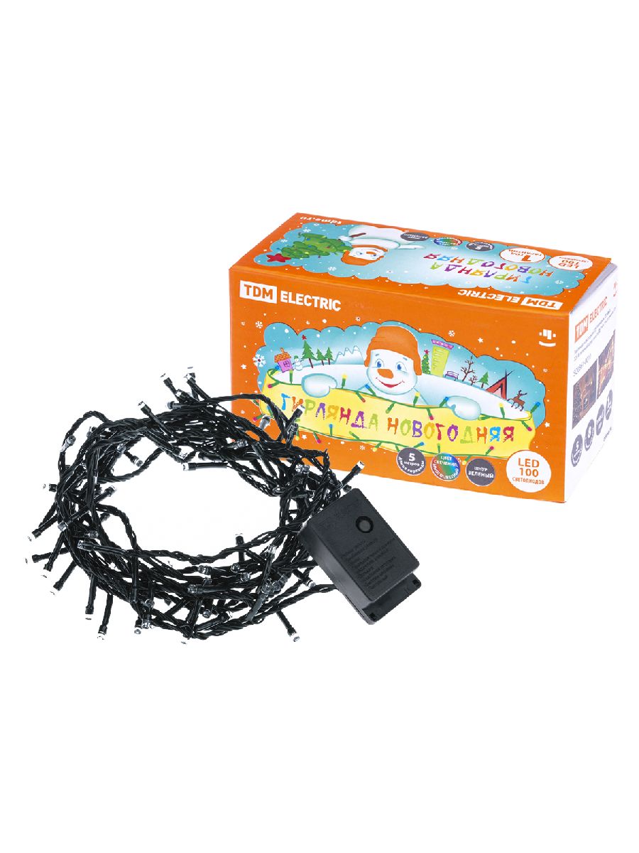 Светодиодная гирлянда TDM Electric СГ 100 З 220V разноцветная 8 режимов SQ0361-0010 в Санкт-Петербурге