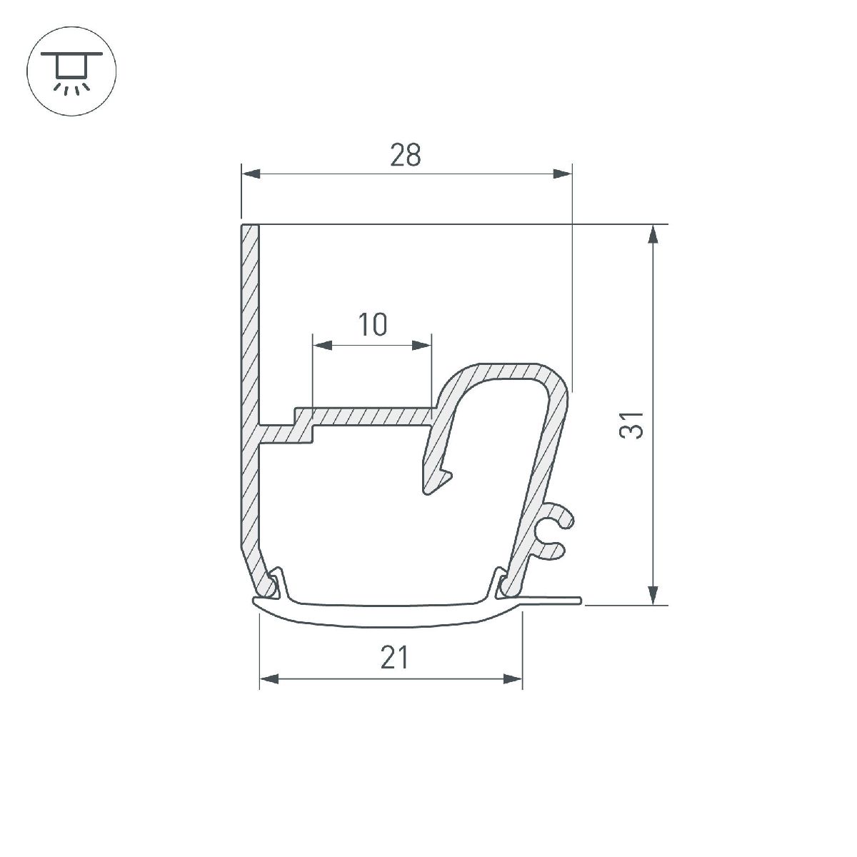 Профиль Arlight STRETCH-S-20-WALL-SIDE-2000 (RESPECT-ST) 040701 в Санкт-Петербурге