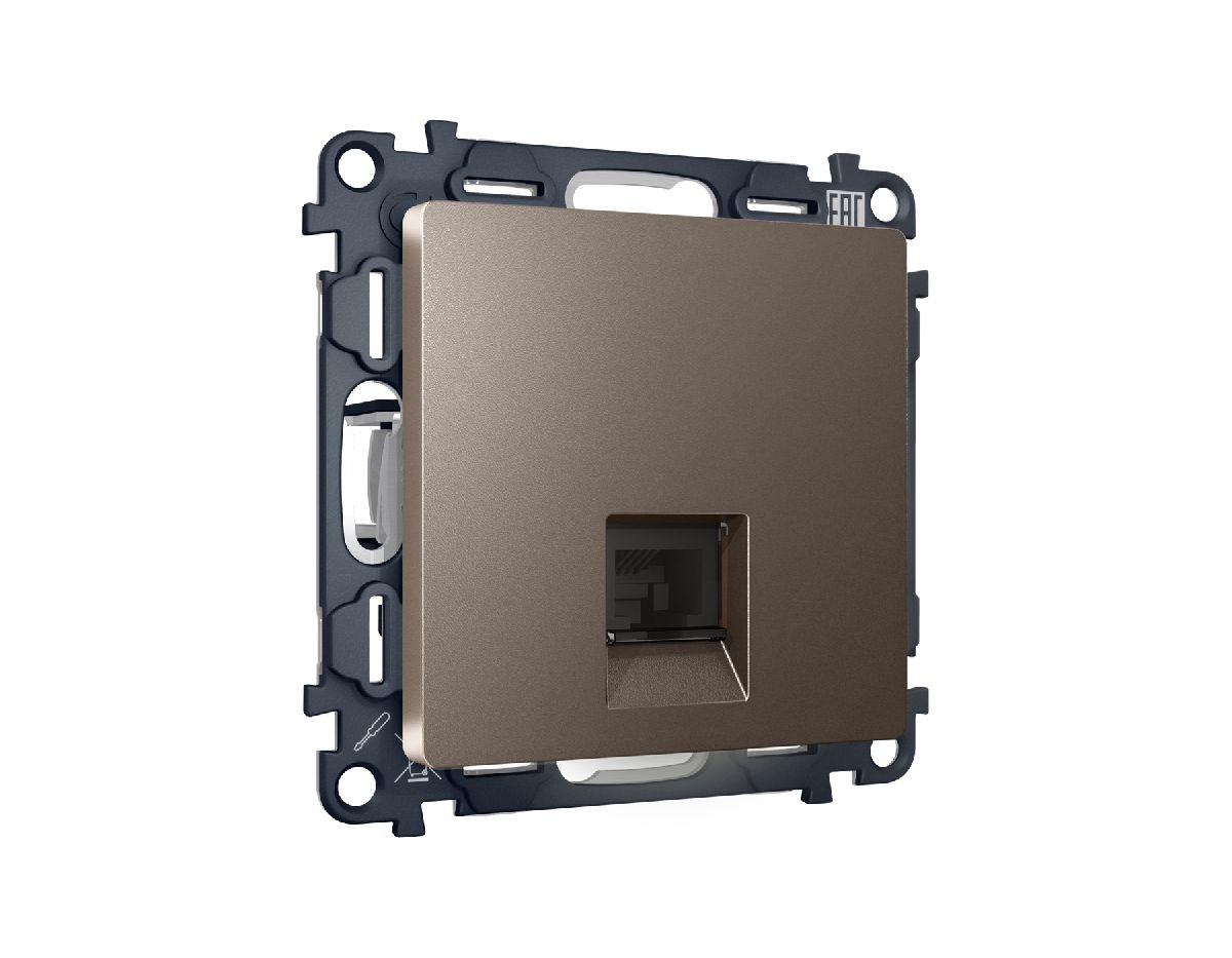 Комплект механизма телефонной розетки RJ-11(4P4C) со шторкой Ambrella Volt Alfa MA642030 в Санкт-Петербурге