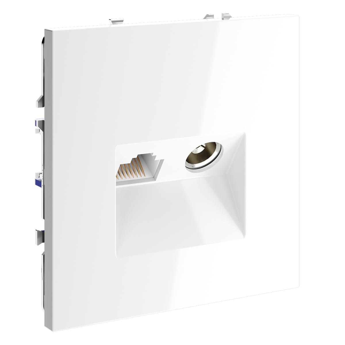 Розетка телевизионная встраиваемая Voltum S70 TV+RJ45 кат. 6, (белый глянцевый) VLS060701 в #REGION_NAME_DECLINE_PP#