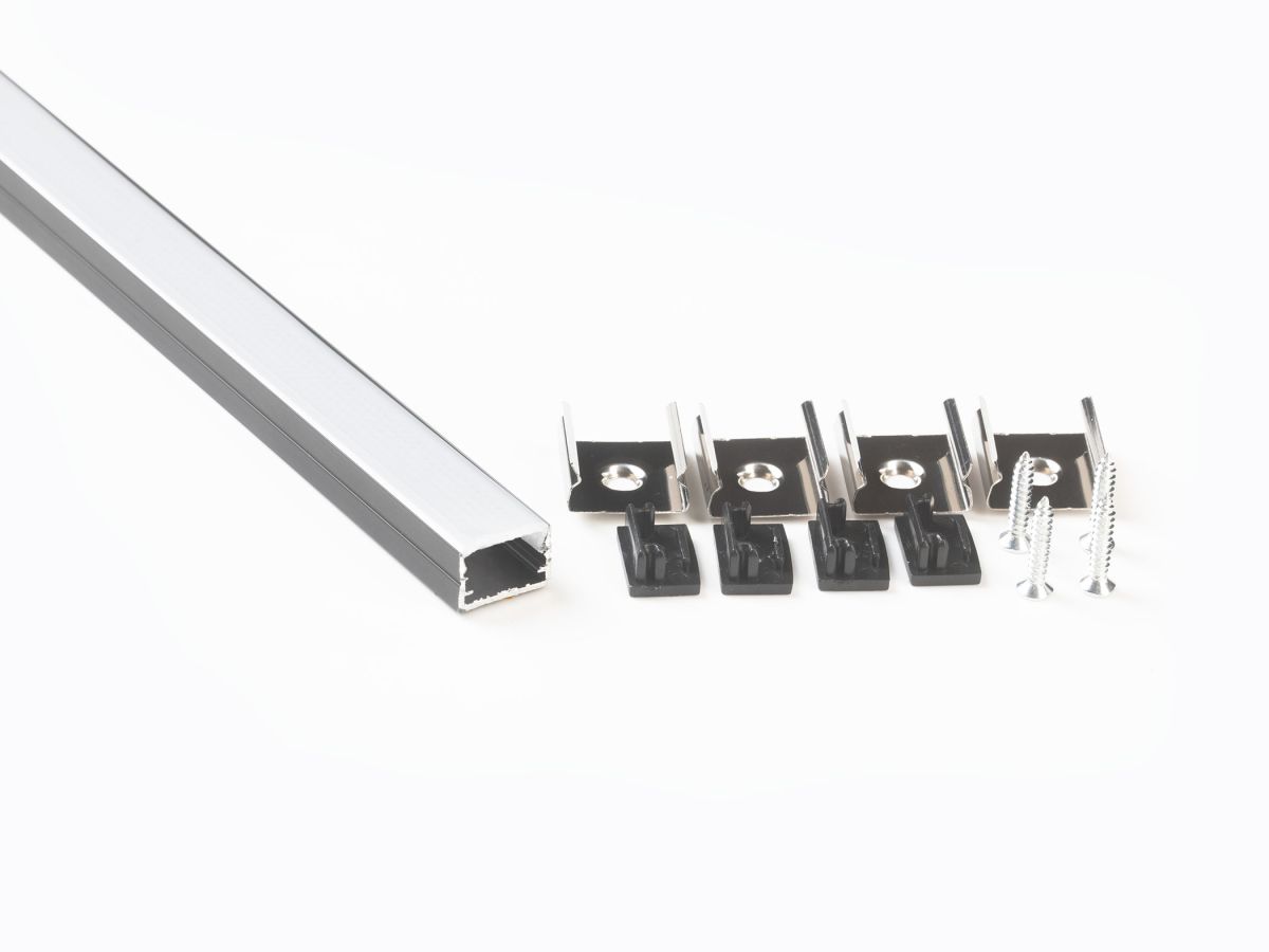 Профиль накладной LEDS POWER СПН1510 алюм. черный с призм.рассеивателем 2м 008387 в Санкт-Петербурге