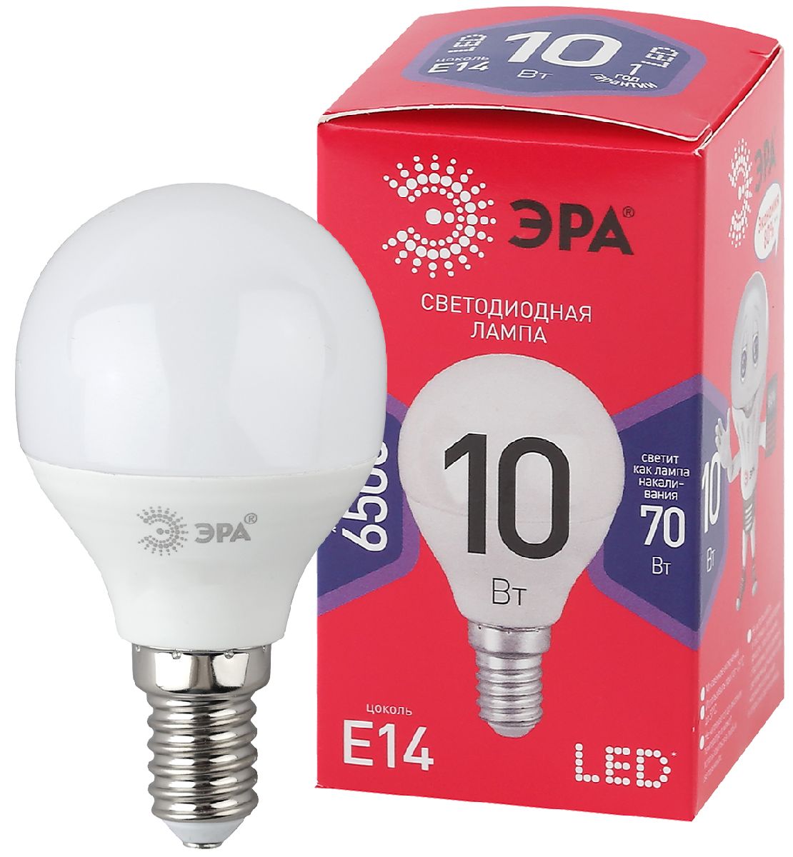Лампа светодиодная Эра E14 10W 6500K LED P45-10W-865-E14 R Б0045354 в Санкт-Петербурге