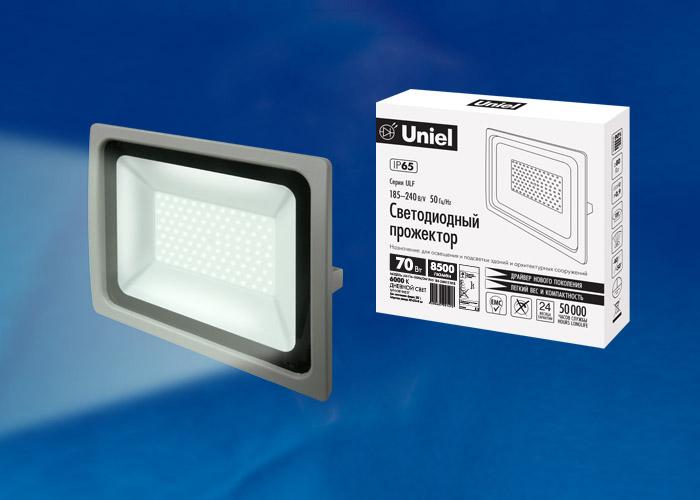 Прожектор светодиодный (UL-00002018) Uniel 70W 6500K ULF-F16-70W/DW IP65 185-240В Silver в Санкт-Петербурге