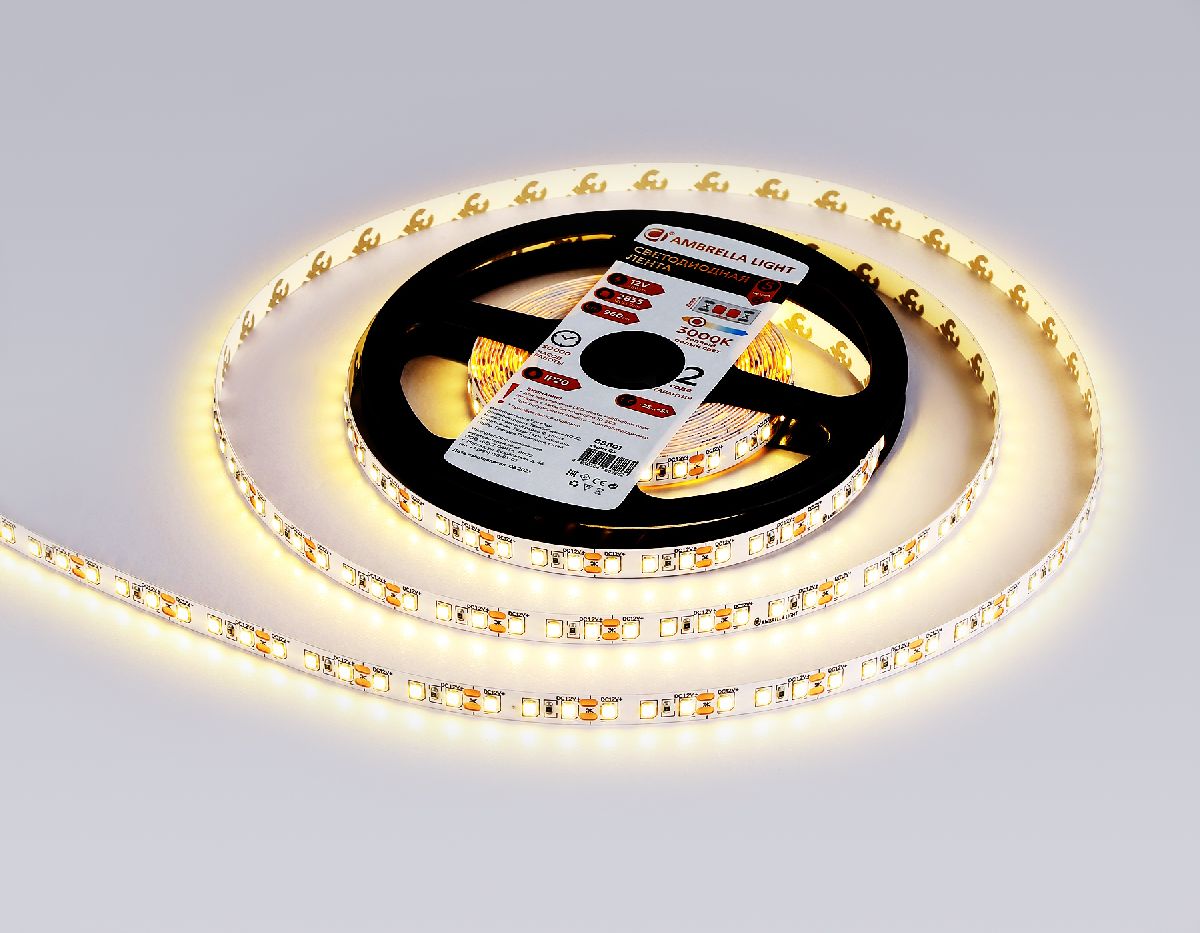 Светодиодная лента Ambrella Light LED Strip 12В 2835 9,6Вт/м 3000K 5м IP20 GS1101 в Санкт-Петербурге