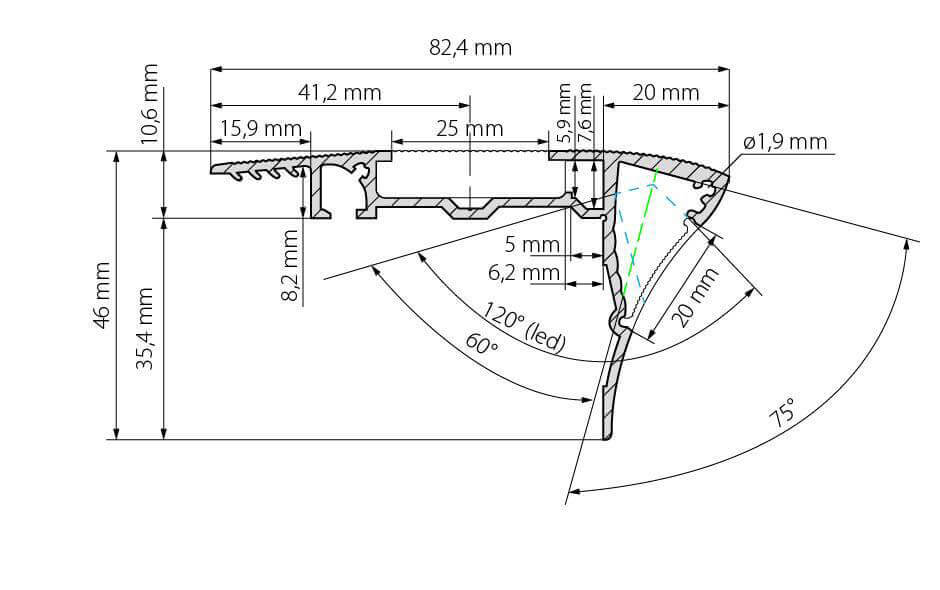 Профиль с экраном Arlight ALU-STAIR-DK-2000 ANOD+FROST 015473 в Санкт-Петербурге