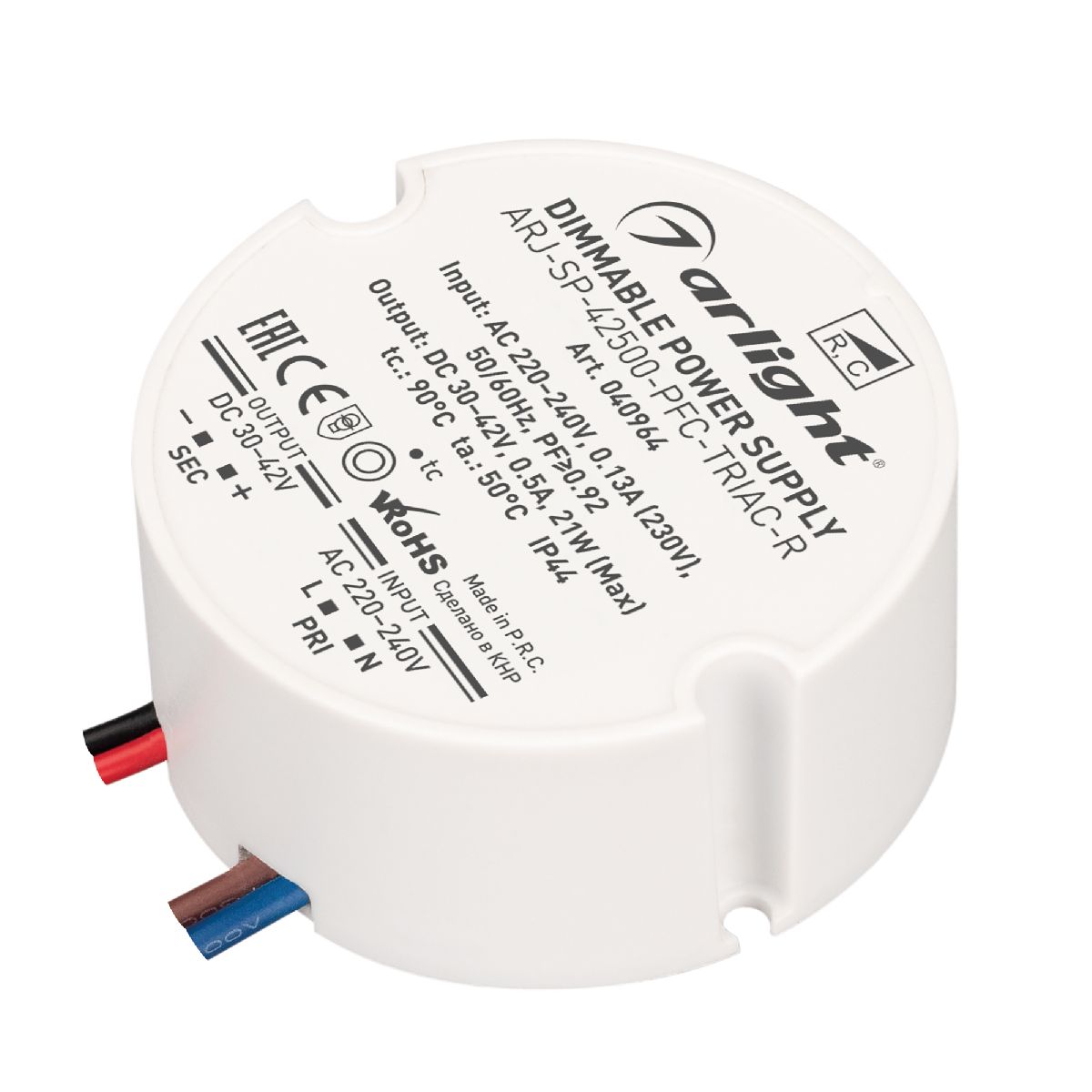 Блок питания Arlight ARJ-SP-42500-PFC-TRIAC-R (21W, 30-42V, 500mA) 040964 в Санкт-Петербурге
