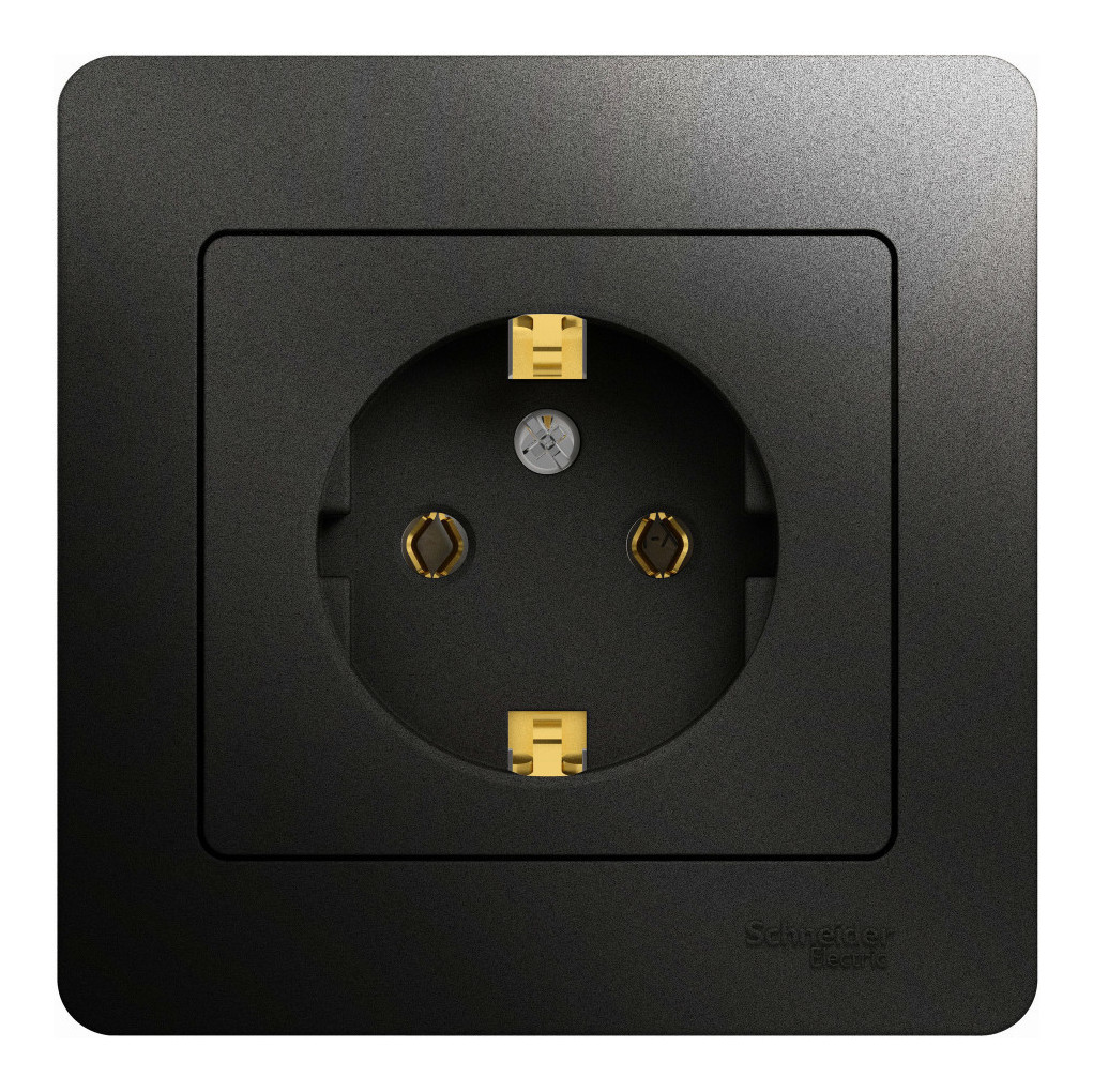 Розетка с/з, 16А (в сборе) Systeme Electric Glossa Антрацит GSL000742 в Санкт-Петербурге