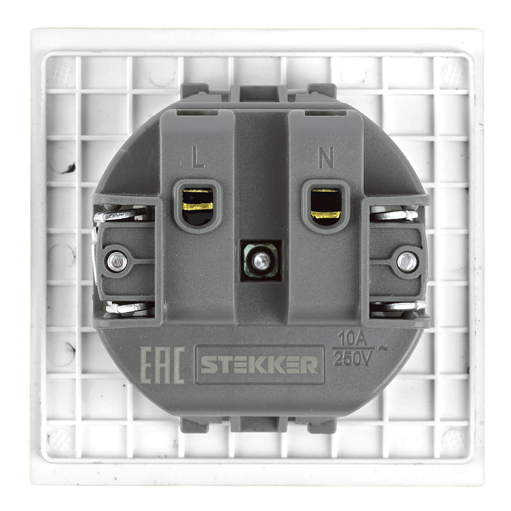 Розетка 1-местная с защитной шторкой (механизм) Stekker б/з Мия 250В 16А RST16-3109-01 белая магнолия 50439 в #REGION_NAME_DECLINE_PP#