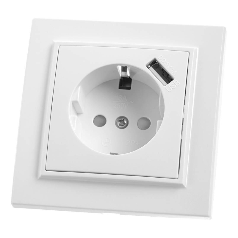 Розетка Feron Stekker Эрна с/з 16A 250V USB белый PST16901101 39051 в Санкт-Петербурге