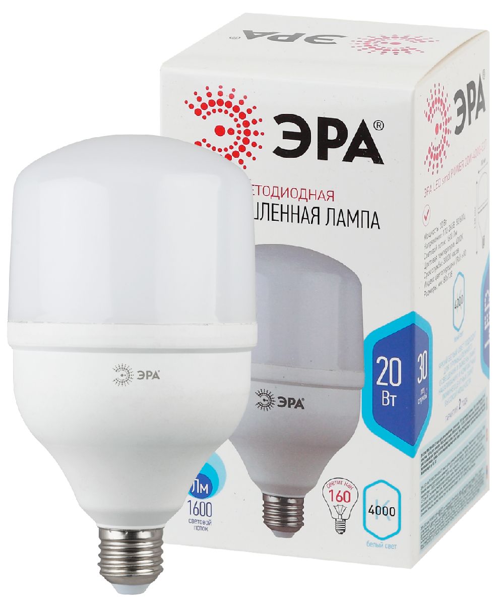 Лампа светодиодная Эра E27 20W 4000K LED POWER T80-20W-4000-E27 Б0027001 в #REGION_NAME_DECLINE_PP#
