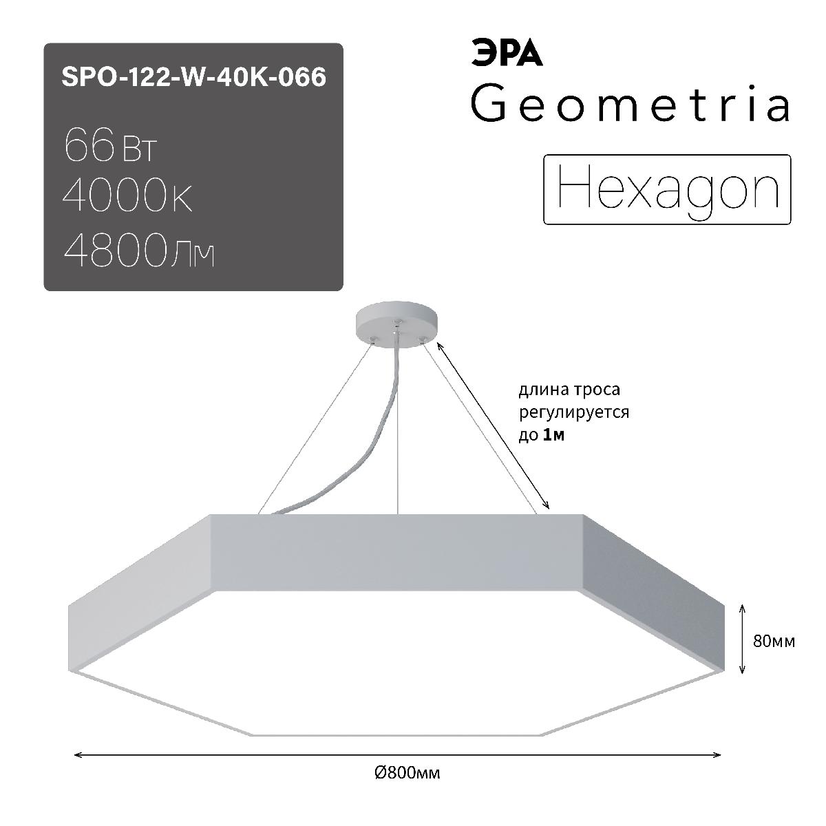 Подвесной светильник Эра Geometria SPO-122-W-40K-066 Б0050552 в Санкт-Петербурге