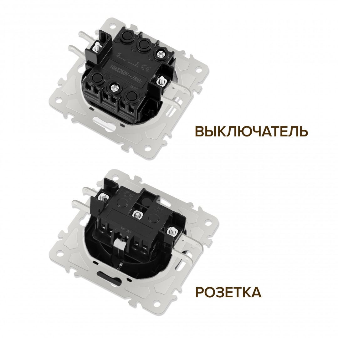 Выключатель одноклавишный с розеткой Arte Milano SET06-2-30-1-40-1 shampan в Санкт-Петербурге